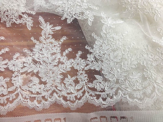 off white alençon lace fabric Corded lace fabric bridal lace