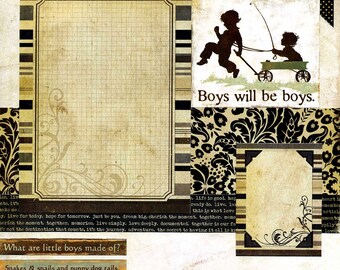 Boys Will Be Boys - 12x12 Premade Scrapbook Page