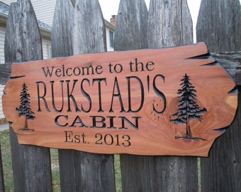 Cabin Signs Personalized Custom Wooden Signs Family Cabin Sign Lake Home Outdoor Name Sign Custom Wood Signs Custom Wooden House Cedar 314