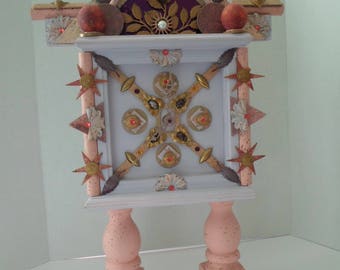 Whimsical Funky Found Objects standing clock