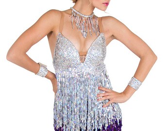 Latin Dance Dress - Sucinta Fiera, Sequin fringe dress, latin fringe dress, latin dress, latin dance dress