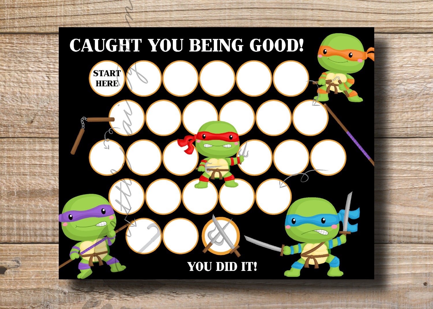 Kids Reward Chart Ninja Turtle Reward Chart Printable