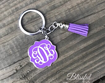Monogrammed Tassel Keychain-Tassel Keychain-Tassel Keychains for Women-Monogrammed Keychain-Initial Tassel Keychain