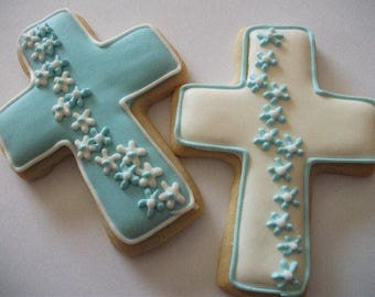 Communion favors | Baby boy Baptism | Cross cookies | Christening party favor