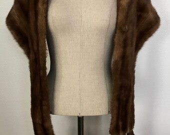 Vintage Mink Stole with Tassels c. 1950