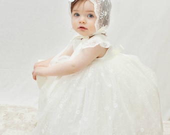 Christening Dress 'Ava' - Adore Baby - Baptism Dress - Baby Girl Baptism Dress - Baby Blessing Dress - Christening Gown - Baptism Gown