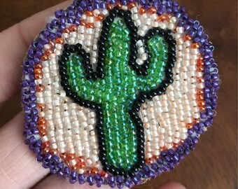 Saguaro cactus beaded patch