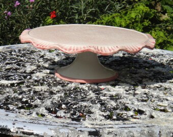 Pale pink. pedestal design, moulded cake stand