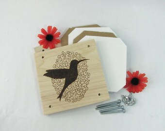 Flower Press. Humming Bird Swirl. Wood Pyrography. Gardening Gift. Teacher Gift. Mother's Day Gift. Flower Garden Art