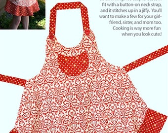 Sassy Little Apron Pattern to Make DIY Sewing Cabbage Rose Sewing One size Adjustable