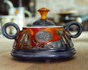 Pottery Sugar Bowl. Ceramic Bowl, Sugar Box with lid, Clay Sugar Bowl, Sugar Basin, Tea Set, Sugar keeper, Cute sugar bowl