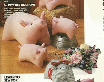 Vintage McCalls P384 Stuffed Pig in Three Sizes Sewing Craft Pattern