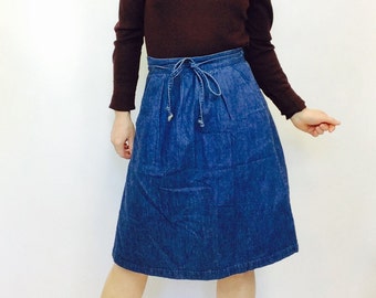 Vintage jean Denim skirt denim wrap skirt vintage wrap skirt denim highwaisted skirt 70s skirt wrap denim skirt 70s vintage denim skirt