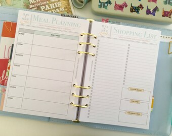 Printable Meal Planner - Meal Plan - Weekly Meal Planner - Menu Planner - Shopping List Insert - Grocery List Insert - Instant Download