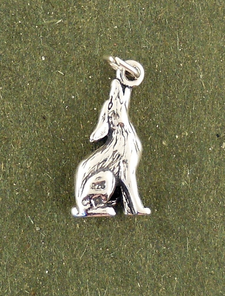 Sterling Silver Howling Coyote Charm Pendant 3d Animal From 