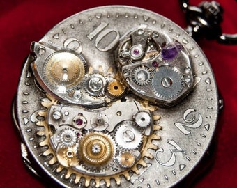 Moon Glory Gears Mechanical Pocket Watch, Gear Owl Creation, Specialty Design
