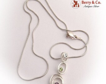 SaLe! sALe! Long Oval Pendant and Liquid Silver Chain Sterling Silver