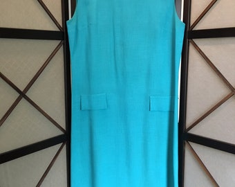 Vintage Turquise Shift Dress - Size 14