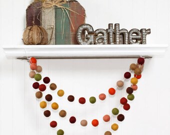 Autumn Felt Ball Garland, Fall Pom Pom Garland, Thanksgiving Decor, Felt Balls, Thanksgiving Party Decor, Rustic Fall Decor, Fall Garland