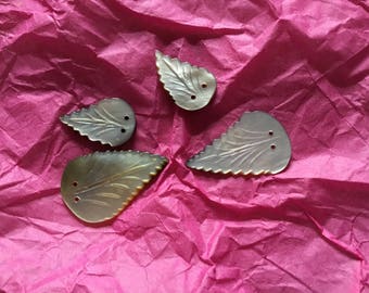Vintage 4 Mother of Pearl Leaves