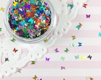 3mm Colorful Holographic Butterfly Shape Glitter | Solvent Resistant Glitter