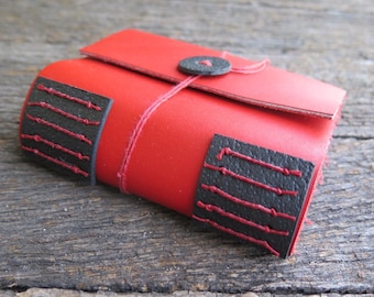 A7 Red and Black Leather Journal
