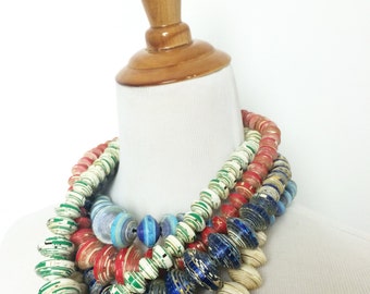 Chunky Paper Beads Necklaces/ Recycled Necklaces