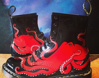 Hand painted Doc Marten Octopus boots.