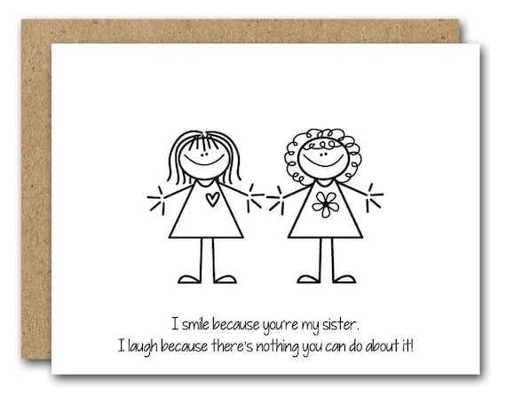 printable sister birthday card instant download funny sister