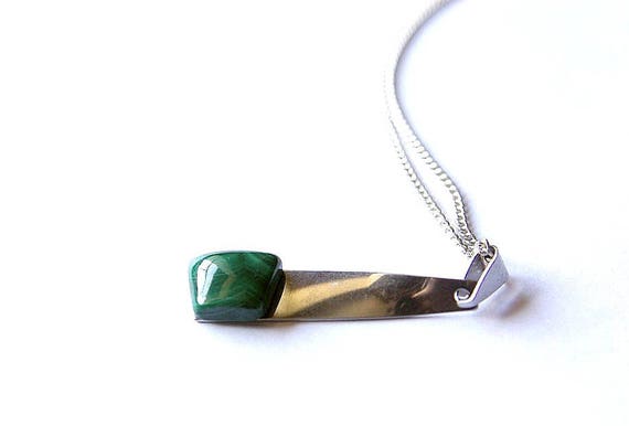 Natural Malachite Jewelry, Gemstone Necklace, Pendant Cabochon, Healing Crystals, Malachite Gift for Her