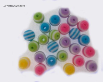 set of 10 striped beads