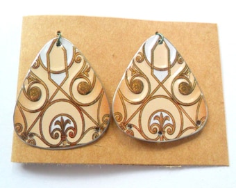 Upcycled German Ginger Cookie Tin Earring Findings Pair