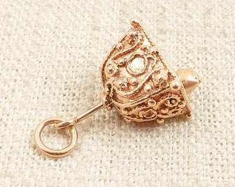 Vintage Ornate 14K Gold Bell Charm