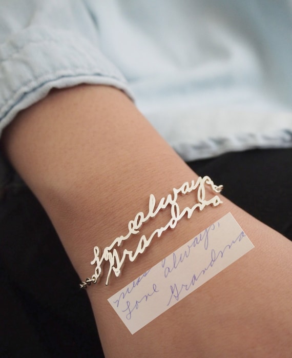 Handwriting Bracelet • Custom Actual Handwriting Jewelry • Signature Bracelet • Memorial Personalized Keepsake Gift • Mother's Gift • BH01