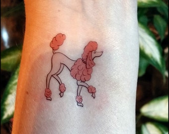 Pink poodle temporary tattoo fake tattoos French poodle