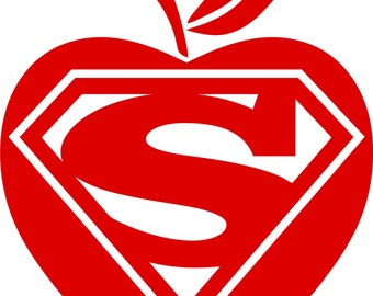 Teacher Apple Super hero end of school year Teacher Gift SVG