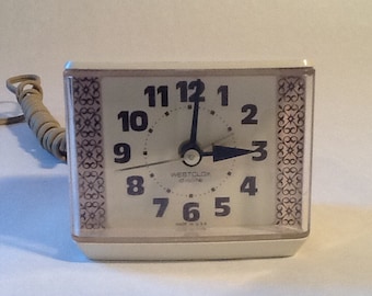 Westclox Dialite Electric Alarm Clock, no. 22138 1970's Electric Tested Working Mid Century