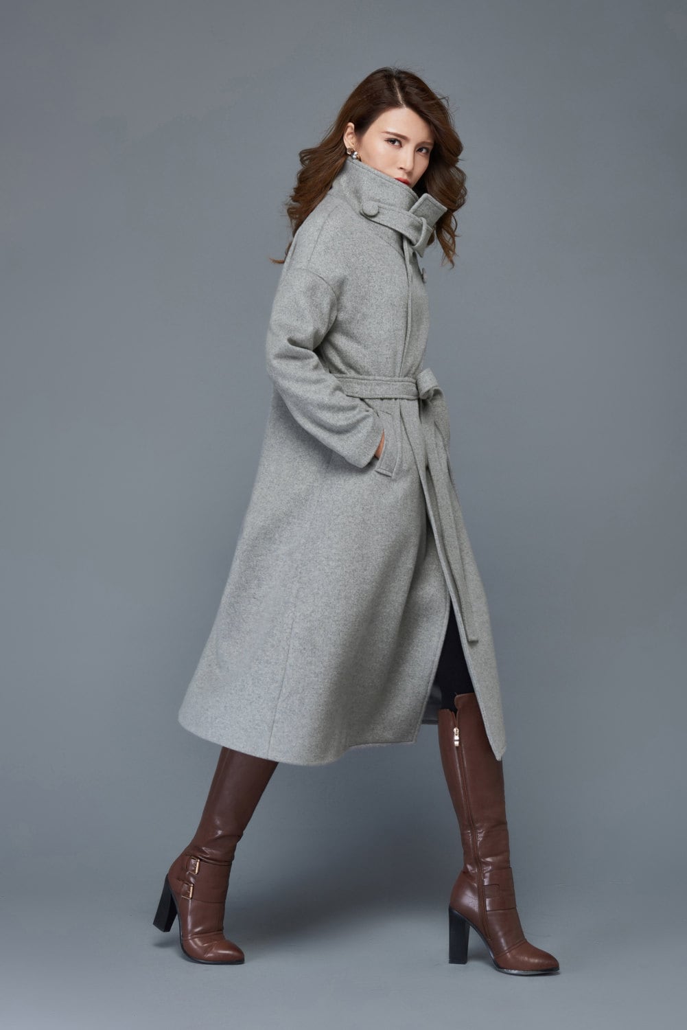 Womens Coats Trench Coat Wool Coat Grey Coat Winter Coat 