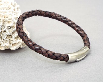 Leather Bracelet for Men, Braided Bracelet, Husband Gift, Men's Jewelry, Gift for Him