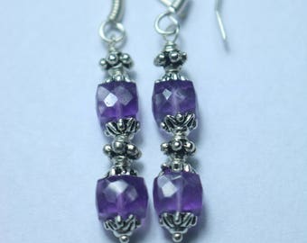925 Sterling Silver Handmade Earrings Sterling Silver With Natural Amethyst Gemstone