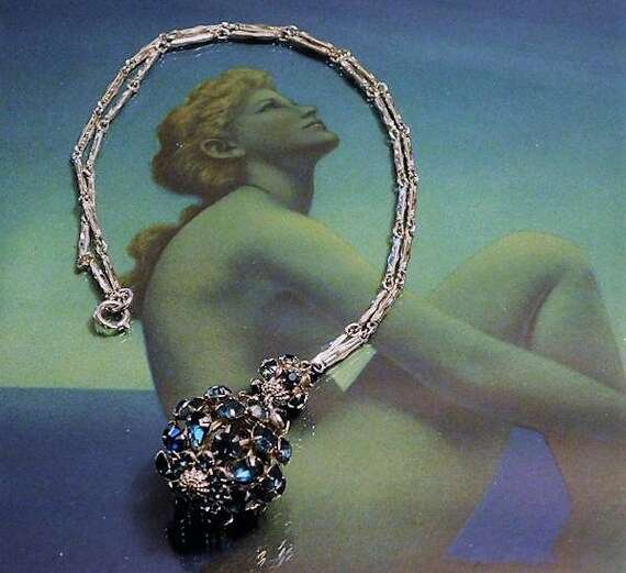 Art Deco Rhinestone Tassel Necklace