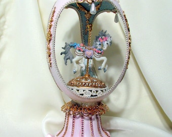 Carousel Horse Emu Egg in the Faberge Style