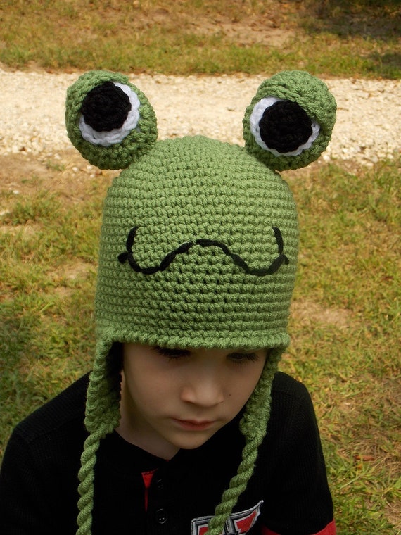 Green Frog Crochet Beanie Hat