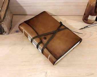 Rustic Leather Journal, antiqued brown leather