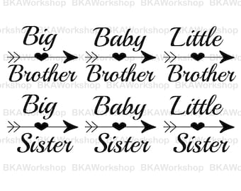 Big brother, Sister svg - Baby brother, sister svg - Little brother, sister digital clipart for Design or more, files download svg, png, dxf