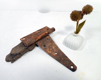 Old Barn Door Hinge, Rusty Reclaimed Hardware, Architectural Salvage, Farm House Decor, Rustic Primitive Antique
