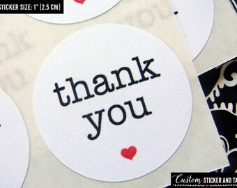 63 thank you circle stickers 1" white matte paper, envelope seals, favor stickers, gift wrap, party favor stickers, wedding stickers (S-04)