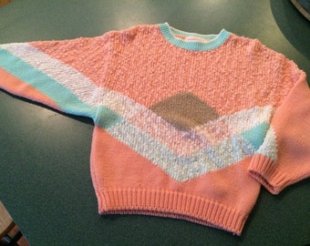 80s Chevron sweater, vintage chevron sweater