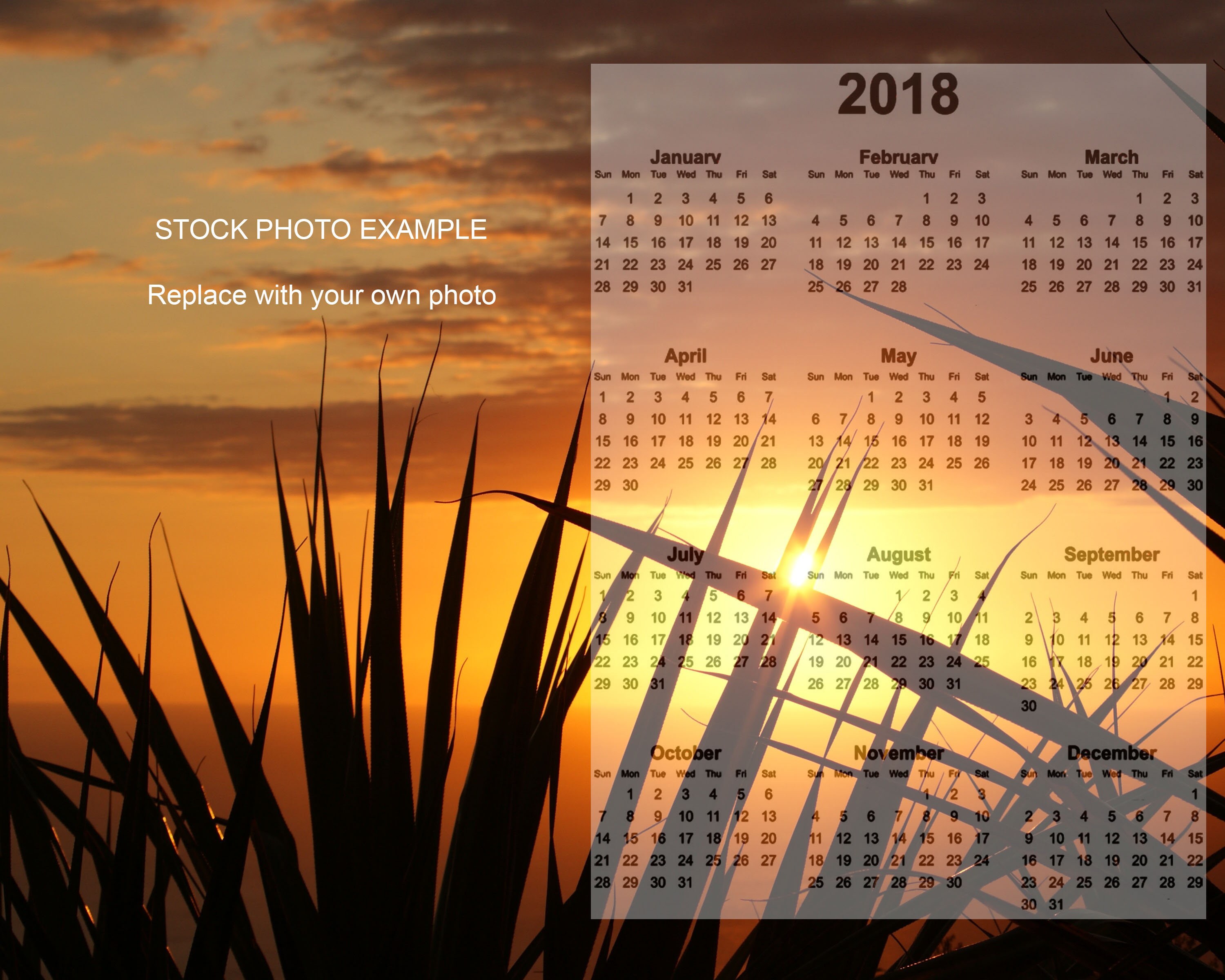 adobe photoshop psd 2018 monyhly calendar templates free download