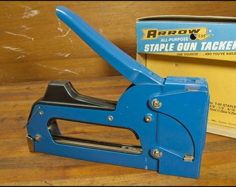 Staple Gun - Vintage Blue, Arrow T55 All Metal Tacker in Original Packaging